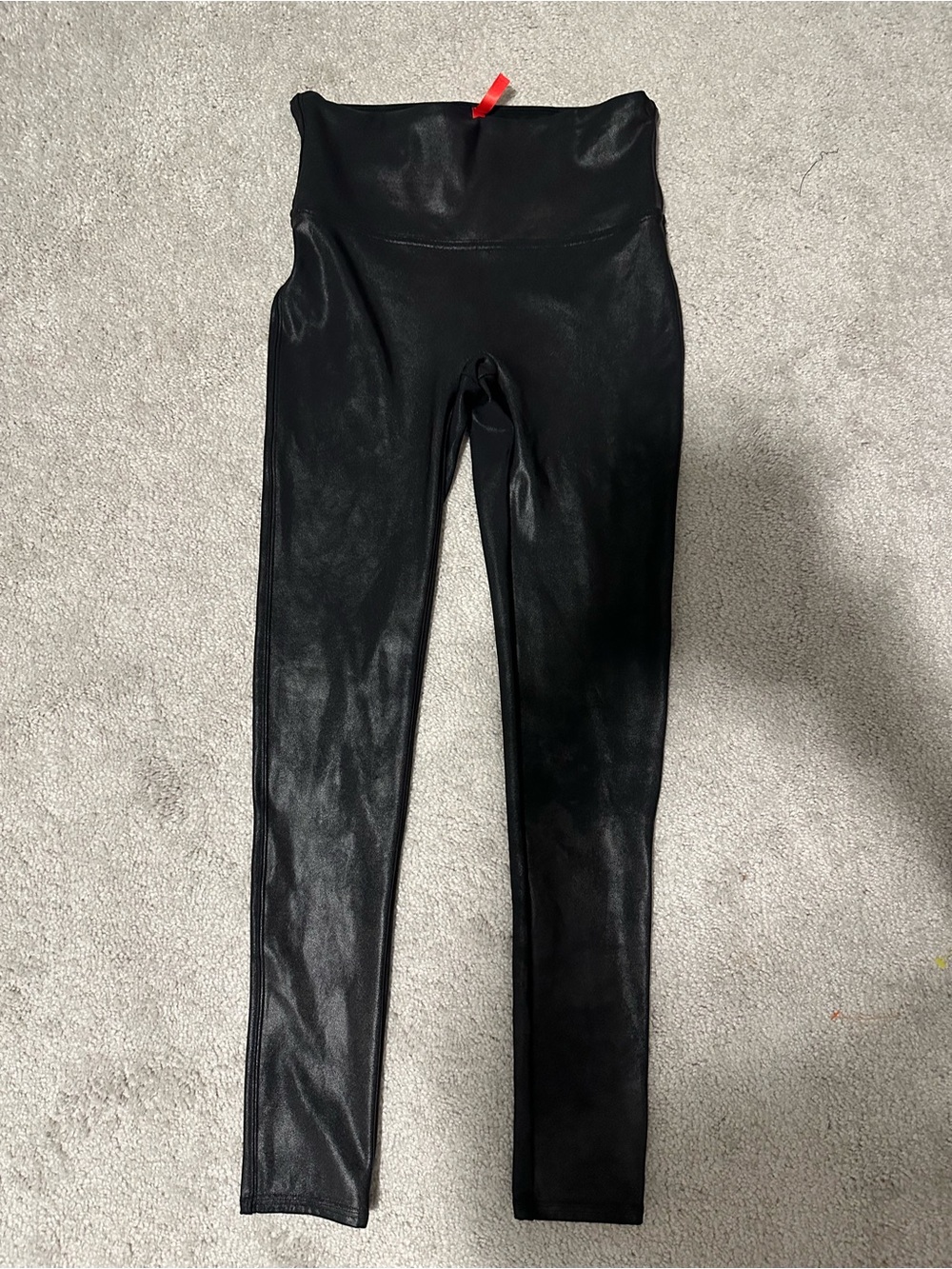 SPANX Faux Leather Leggings Black High Rise Medium EUC